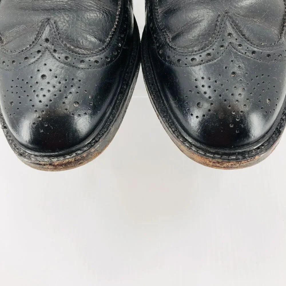 Nunn Bush Black Dress Shoes 7.5 EEE Wingtip Derby Brogues Cats Paw Heels No Slip
